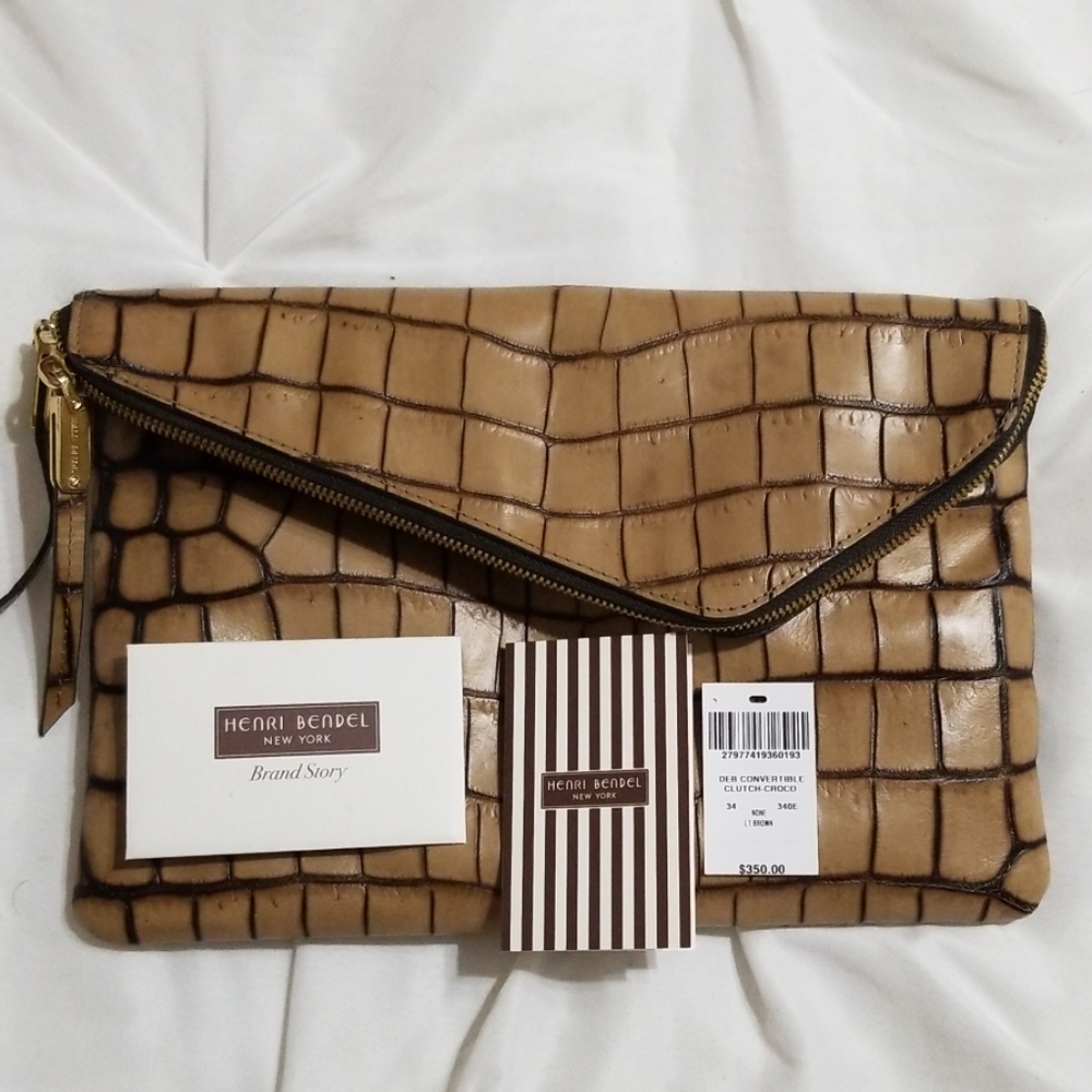Henri Bendel Convertible Clutch Crocodile print